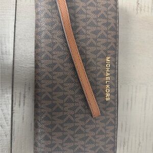 Michael Kors Monogram Brown Wristlet